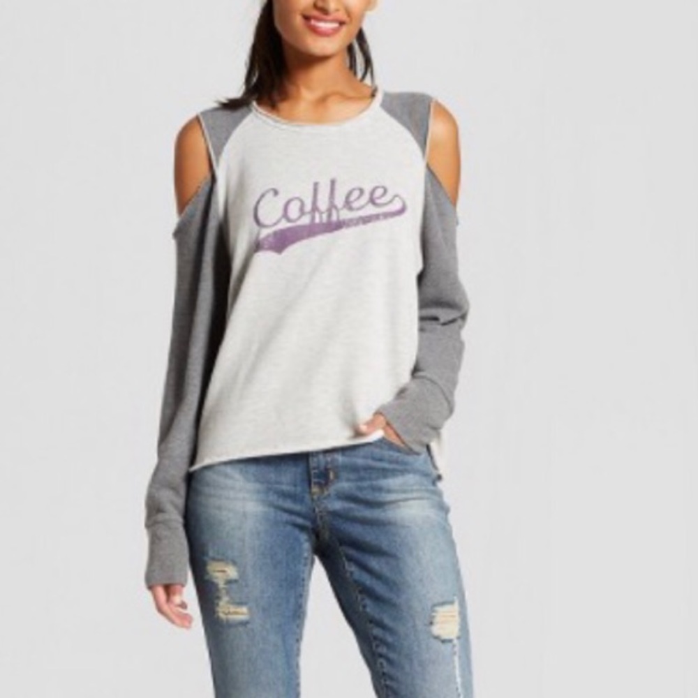 Women's Coffee Cold Shoulder Pullover Sweatshirt